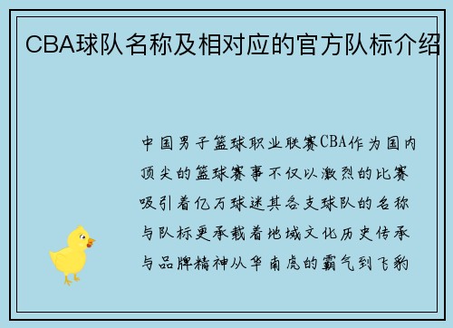 CBA球队名称及相对应的官方队标介绍
